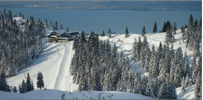 Restaurant altitude Thollon Les Mamises - Vue neige piste de ski